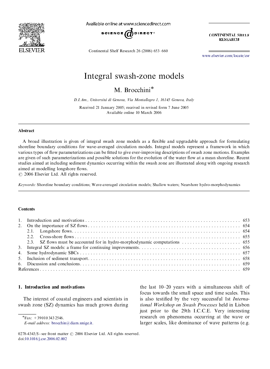 Integral swash-zone models