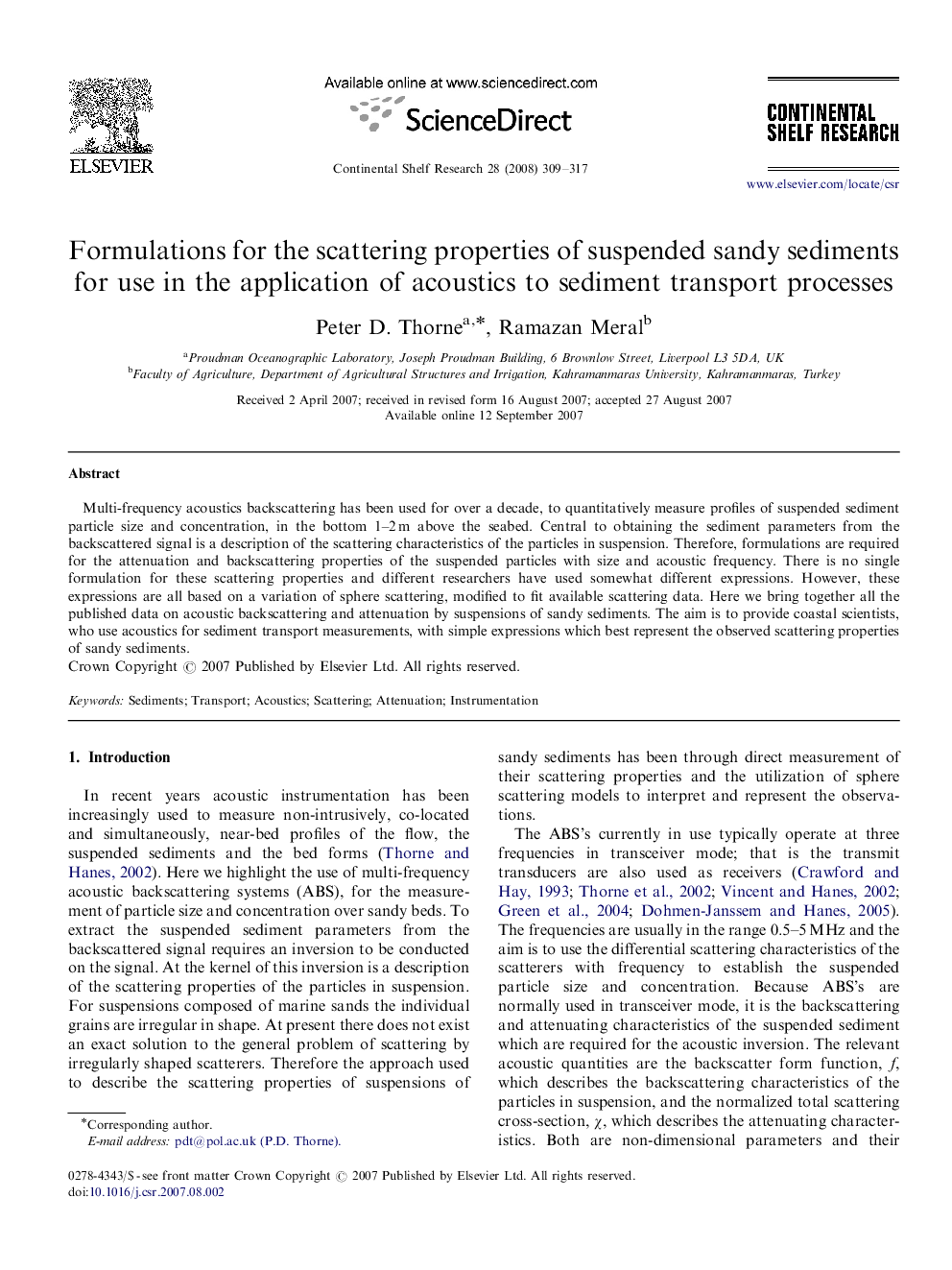 Formulations for the scattering properties of suspended sandy sediments for use in the application of acoustics to sediment transport processes