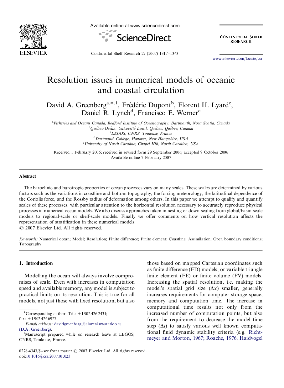 Resolution issues in numerical models of oceanic and coastal circulation