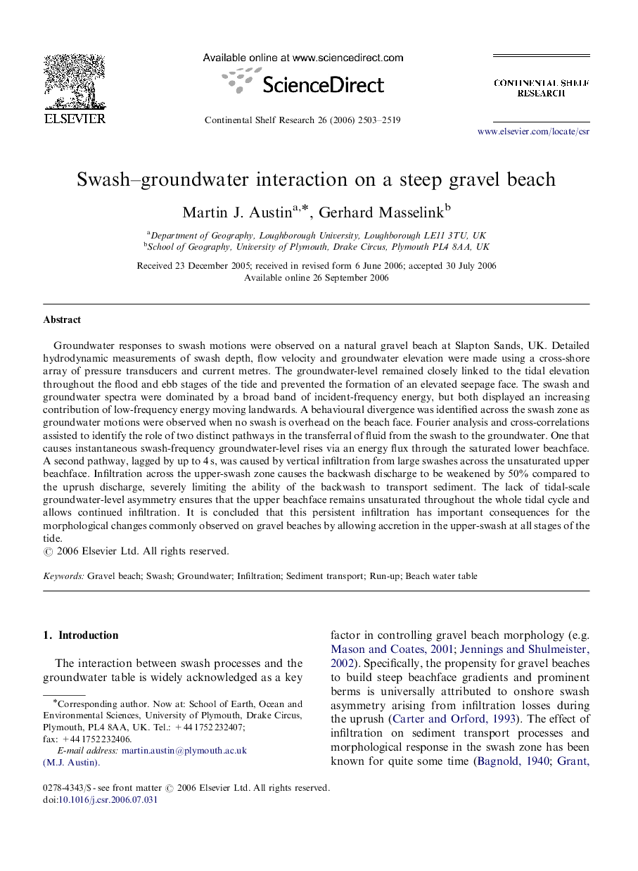 Swash–groundwater interaction on a steep gravel beach