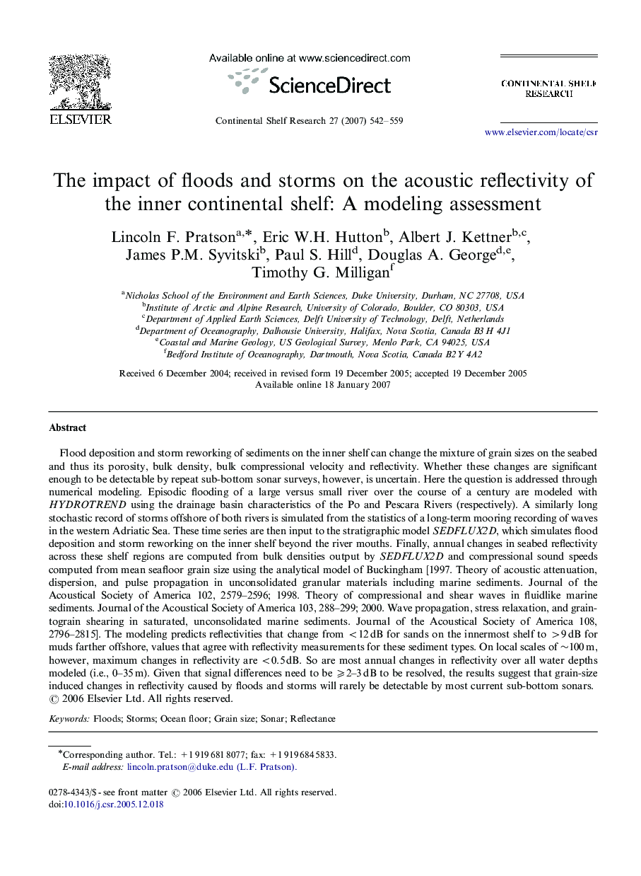 The impact of floods and storms on the acoustic reflectivity of the inner continental shelf: A modeling assessment