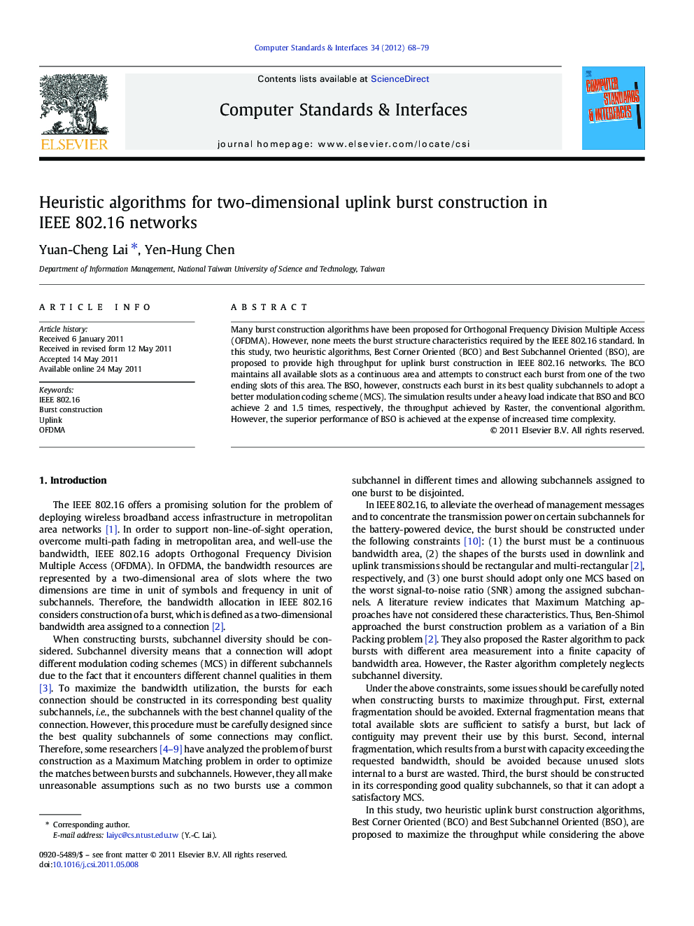 Heuristic algorithms for two-dimensional uplink burst construction in IEEE 802.16 networks