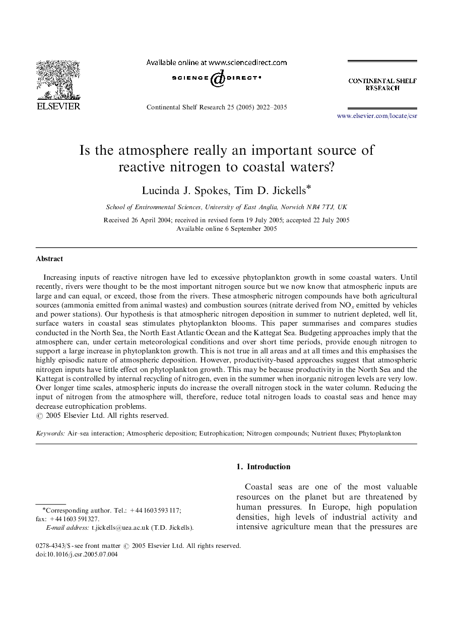 Is the atmosphere really an important source of reactive nitrogen to coastal waters?