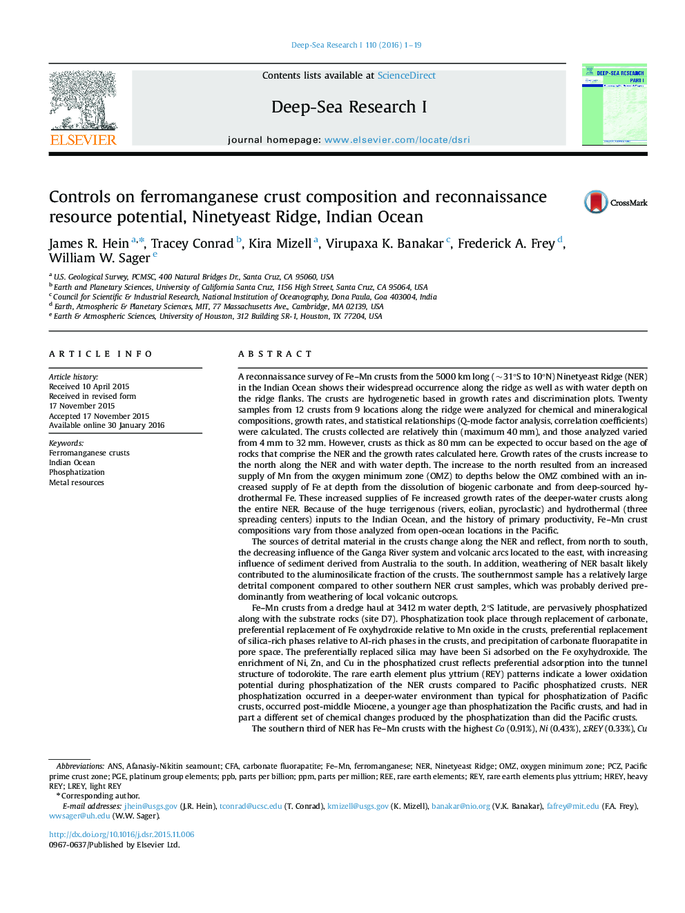 Controls on ferromanganese crust composition and reconnaissance resource potential, Ninetyeast Ridge, Indian Ocean