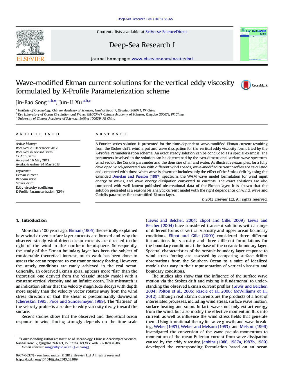 Wave-modified Ekman current solutions for the vertical eddy viscosity formulated by K-Profile Parameterization scheme