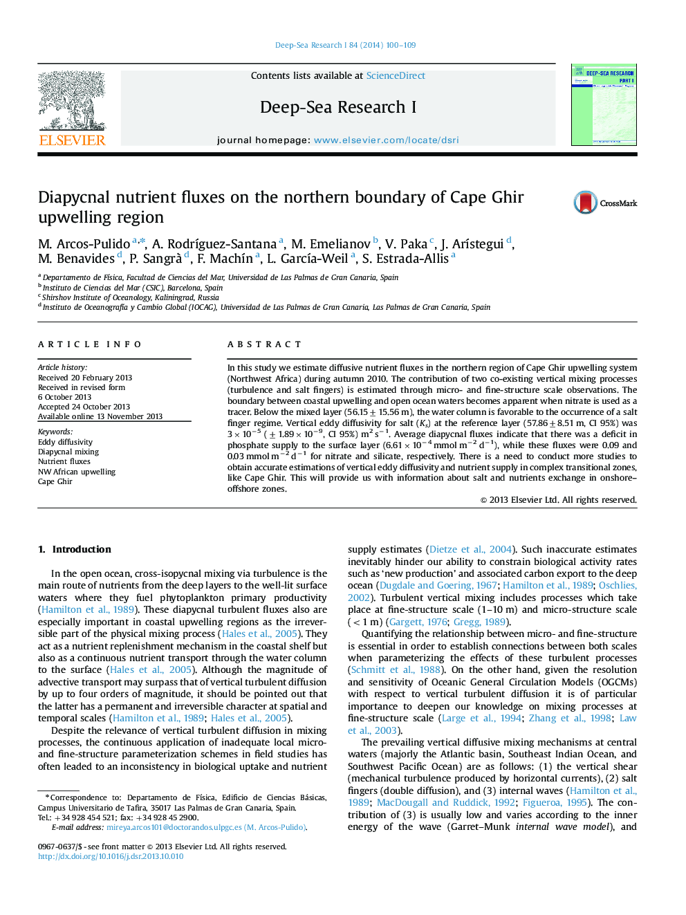 Diapycnal nutrient fluxes on the northern boundary of Cape Ghir upwelling region