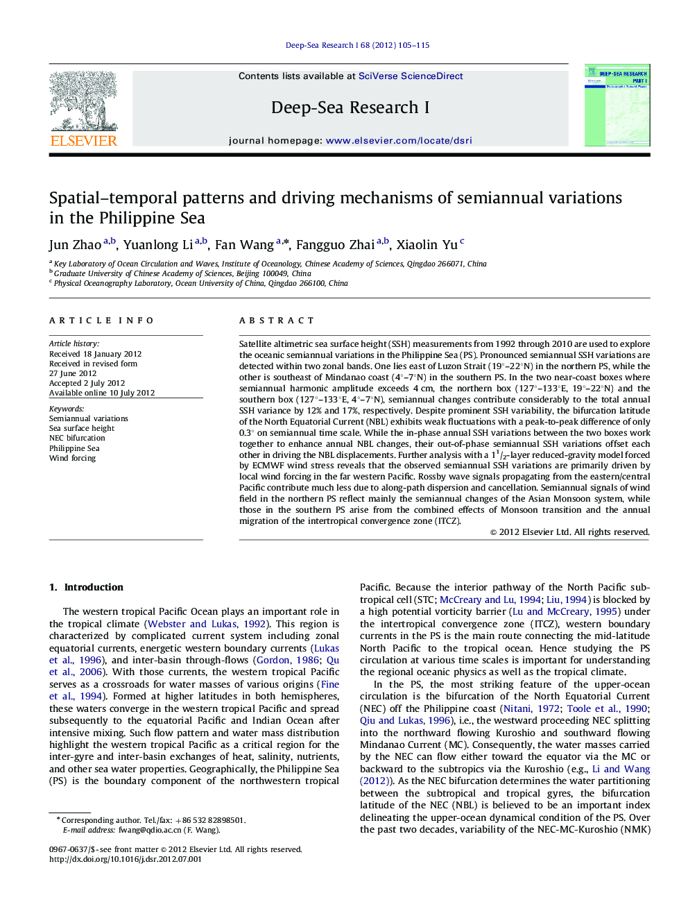 Spatial-temporal patterns and driving mechanisms of semiannual variations in the Philippine Sea