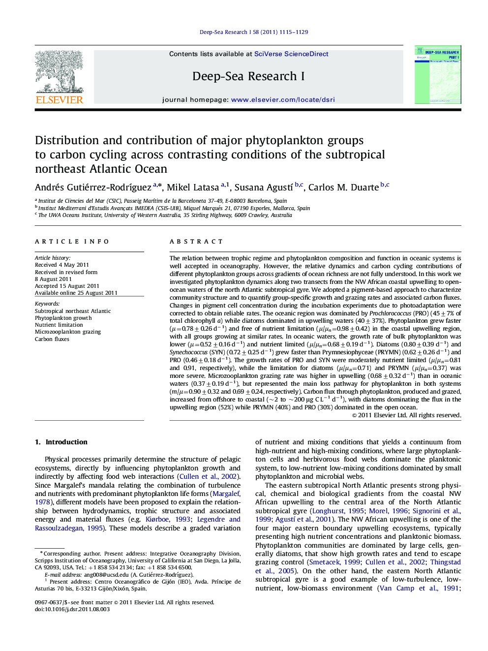 Distribution and contribution of major phytoplankton groups to carbon cycling across contrasting conditions of the subtropical northeast Atlantic Ocean