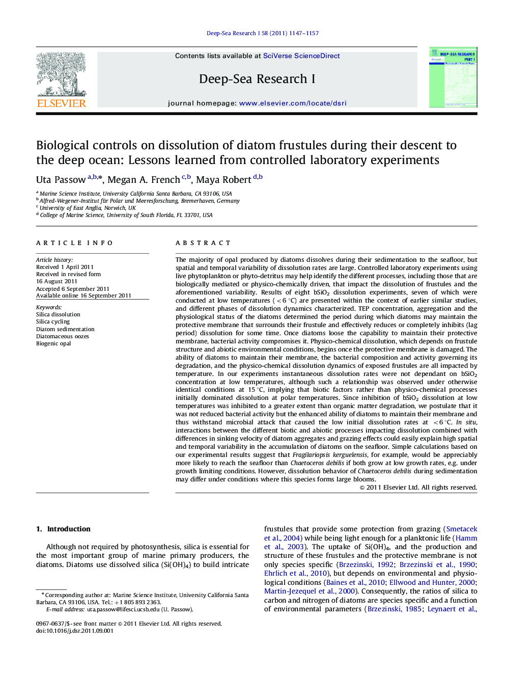 Biological controls on dissolution of diatom frustules during their descent to the deep ocean: Lessons learned from controlled laboratory experiments