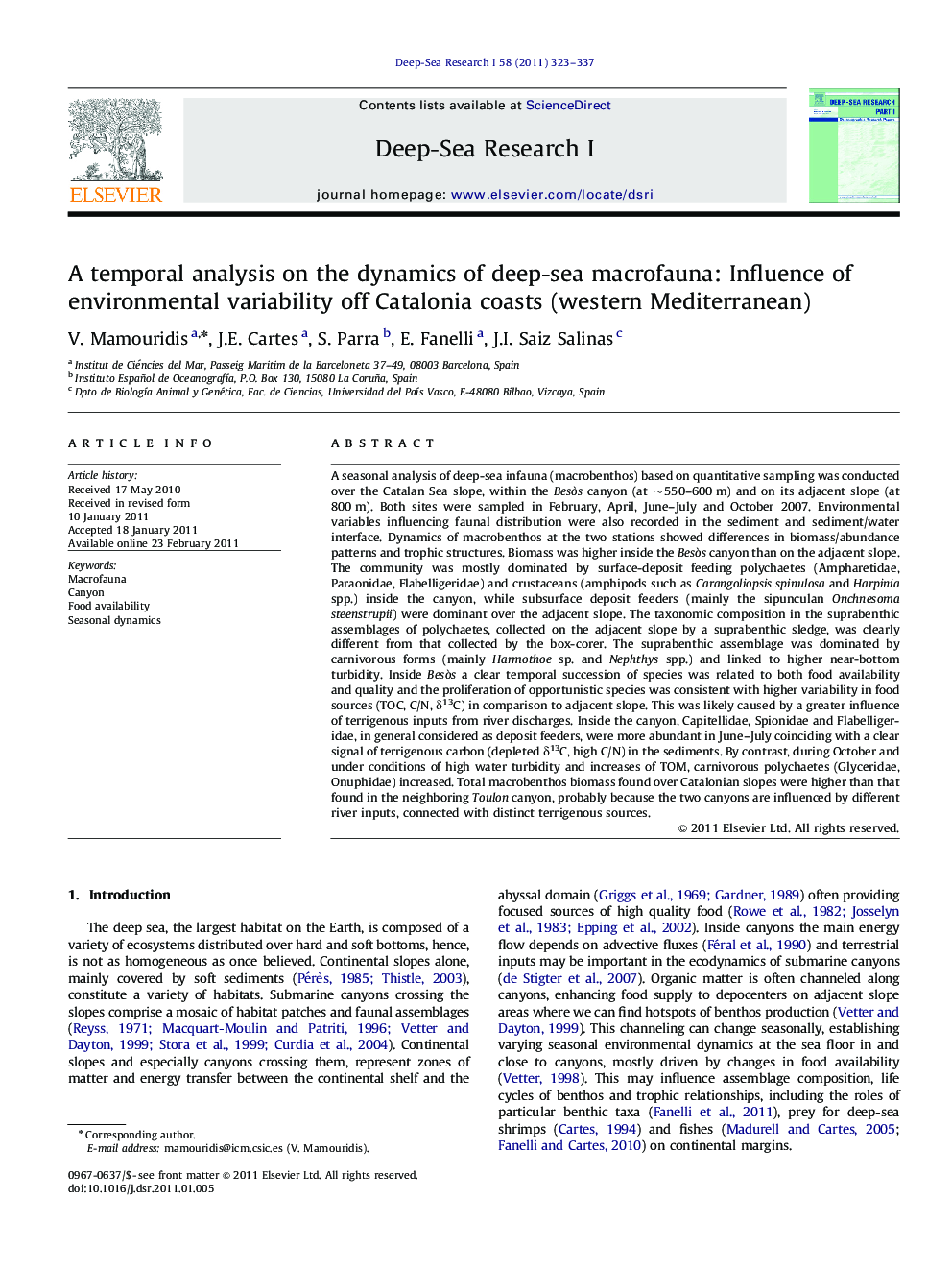 A temporal analysis on the dynamics of deep-sea macrofauna: Influence of environmental variability off Catalonia coasts (western Mediterranean)