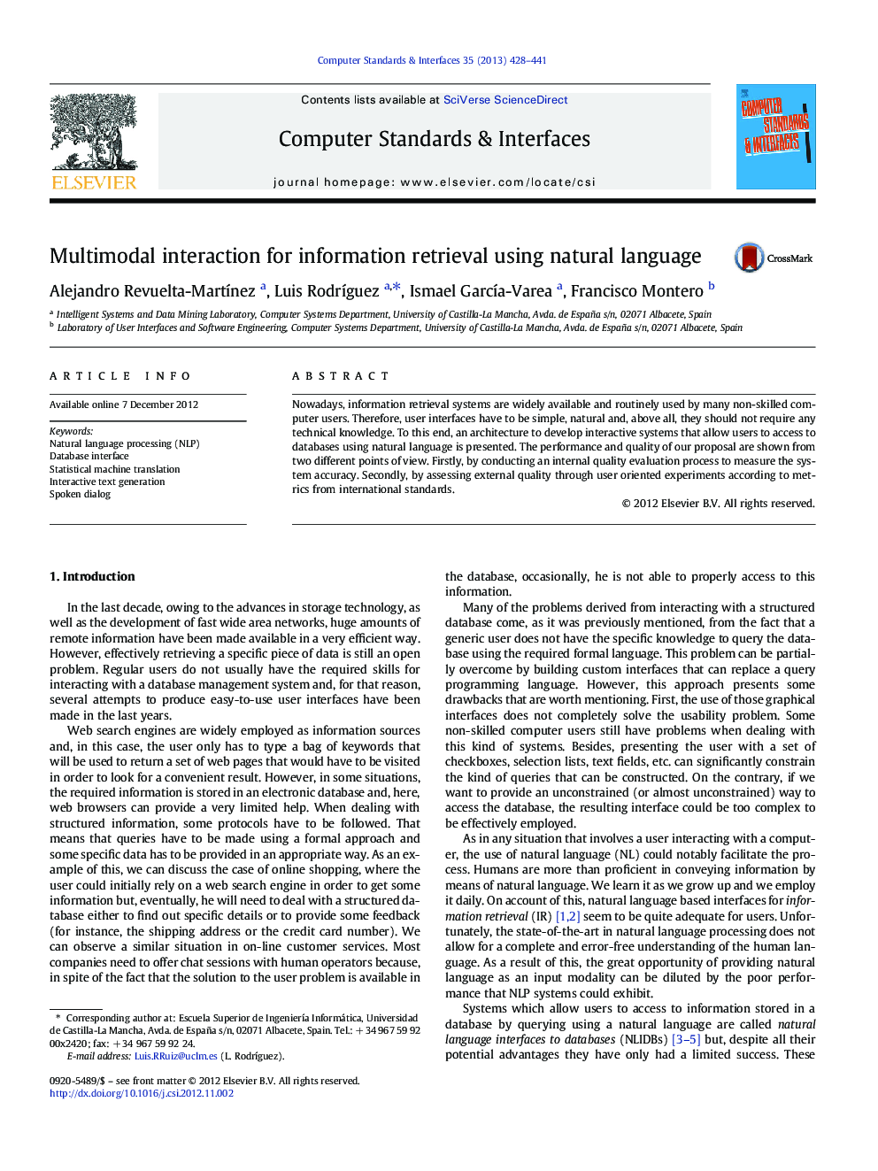 Multimodal interaction for information retrieval using natural language