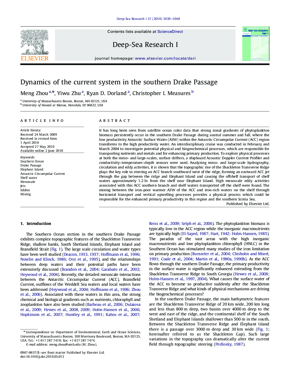 Dynamics of the current system in the southern Drake Passage