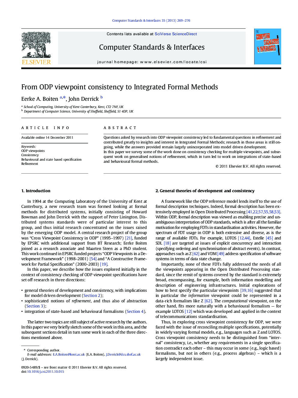 From ODP viewpoint consistency to Integrated Formal Methods