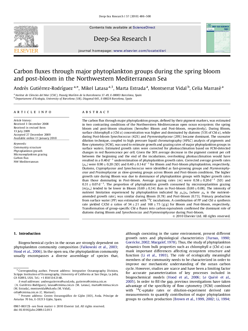 Carbon fluxes through major phytoplankton groups during the spring bloom and post-bloom in the Northwestern Mediterranean Sea