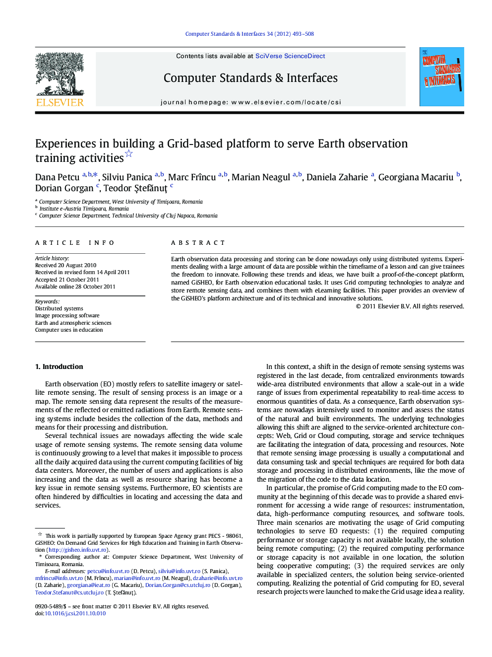 Experiences in building a Grid-based platform to serve Earth observation training activities 