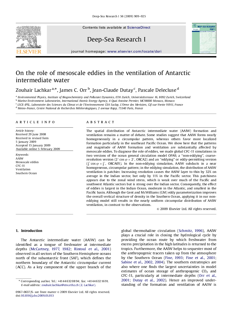 On the role of mesoscale eddies in the ventilation of Antarctic intermediate water