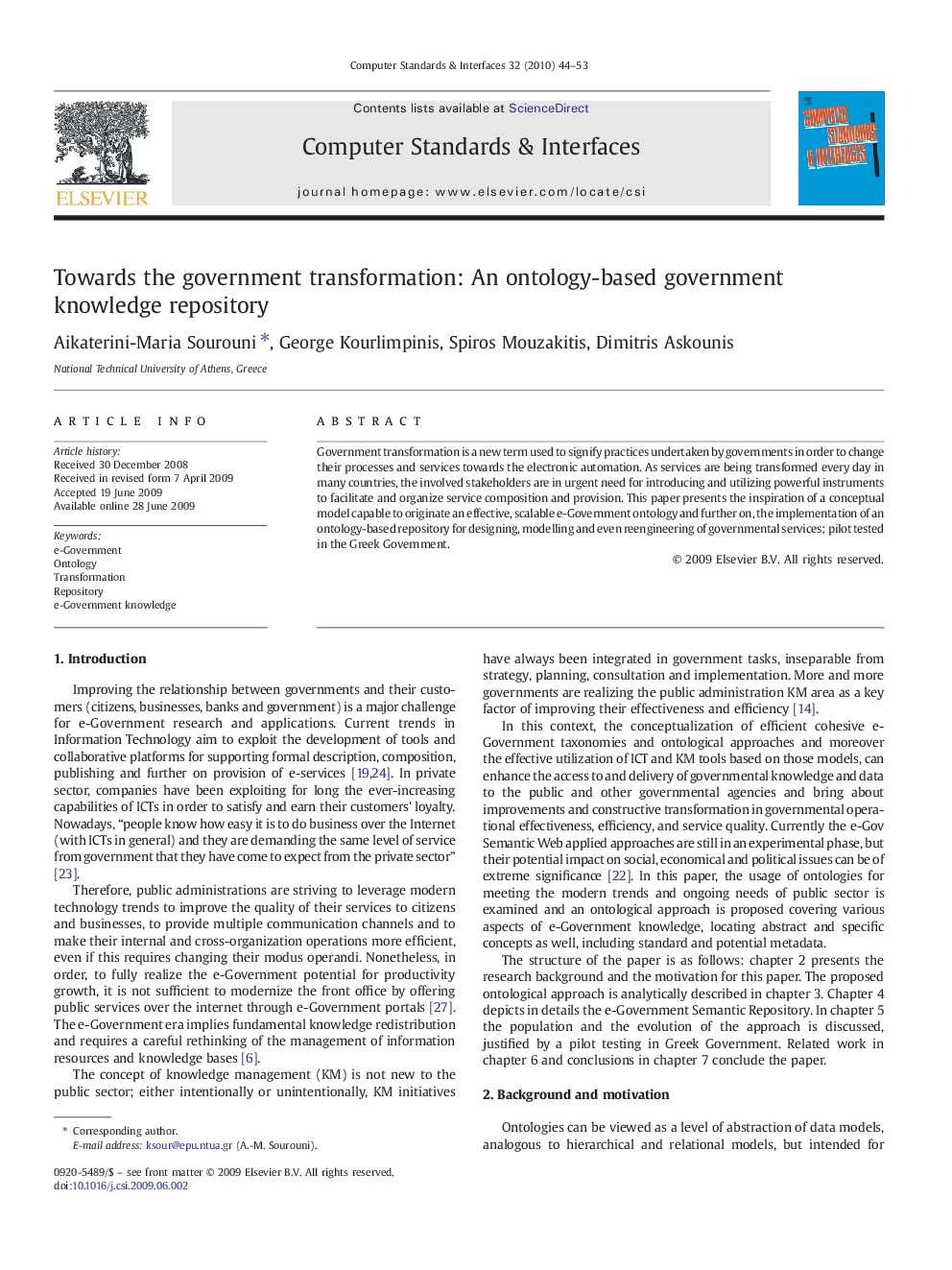 Towards the government transformation: An ontology-based government knowledge repository