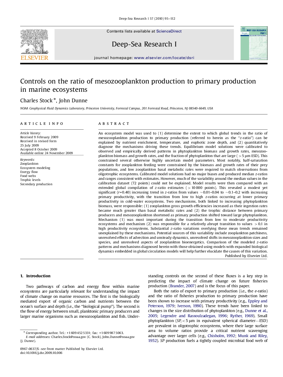 Controls on the ratio of mesozooplankton production to primary production in marine ecosystems