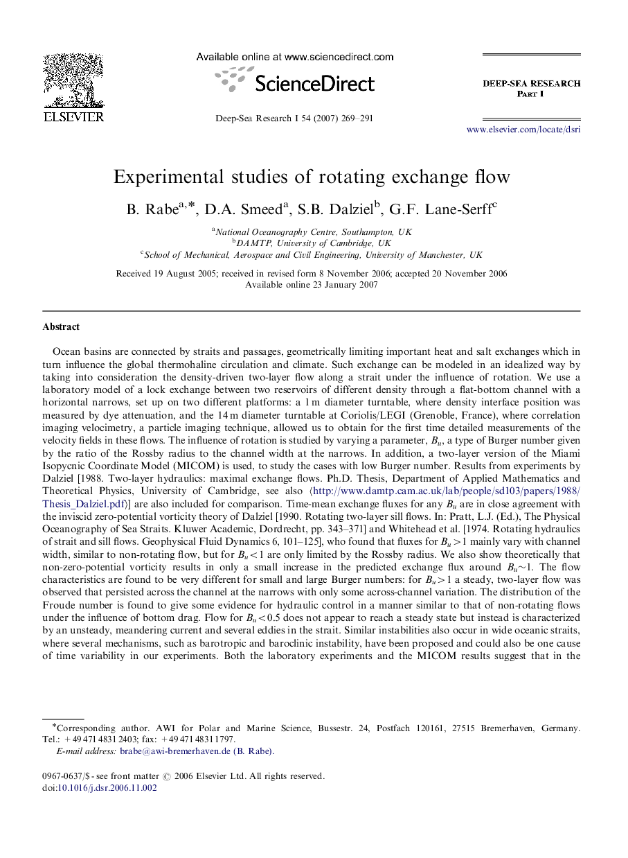 Experimental studies of rotating exchange flow