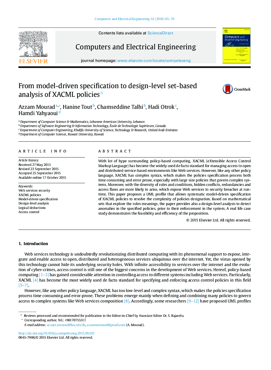 From model-driven specification to design-level set-based analysis of XACML policies 