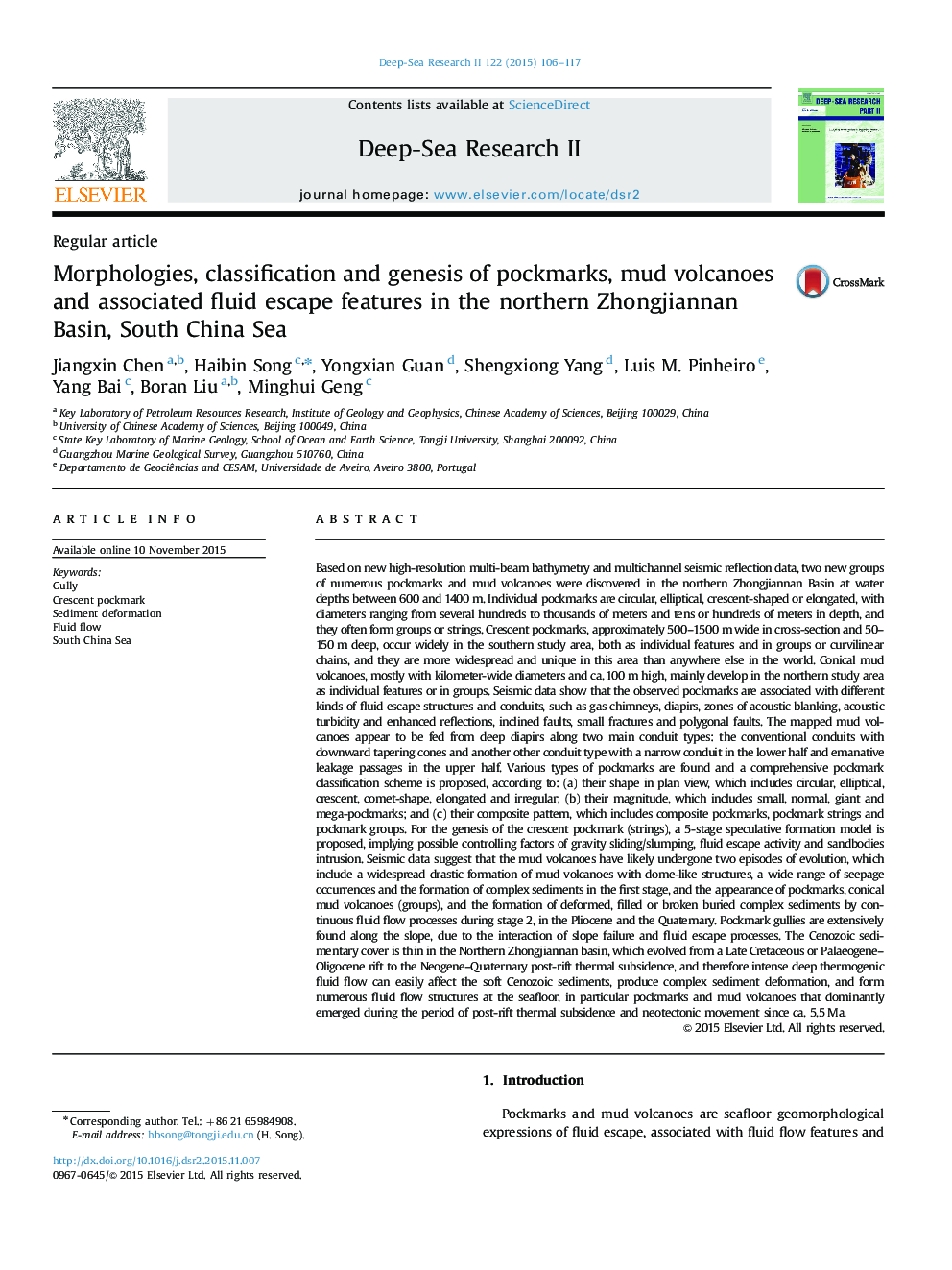 Morphologies, classification and genesis of pockmarks, mud volcanoes and associated fluid escape features in the northern Zhongjiannan Basin, South China Sea