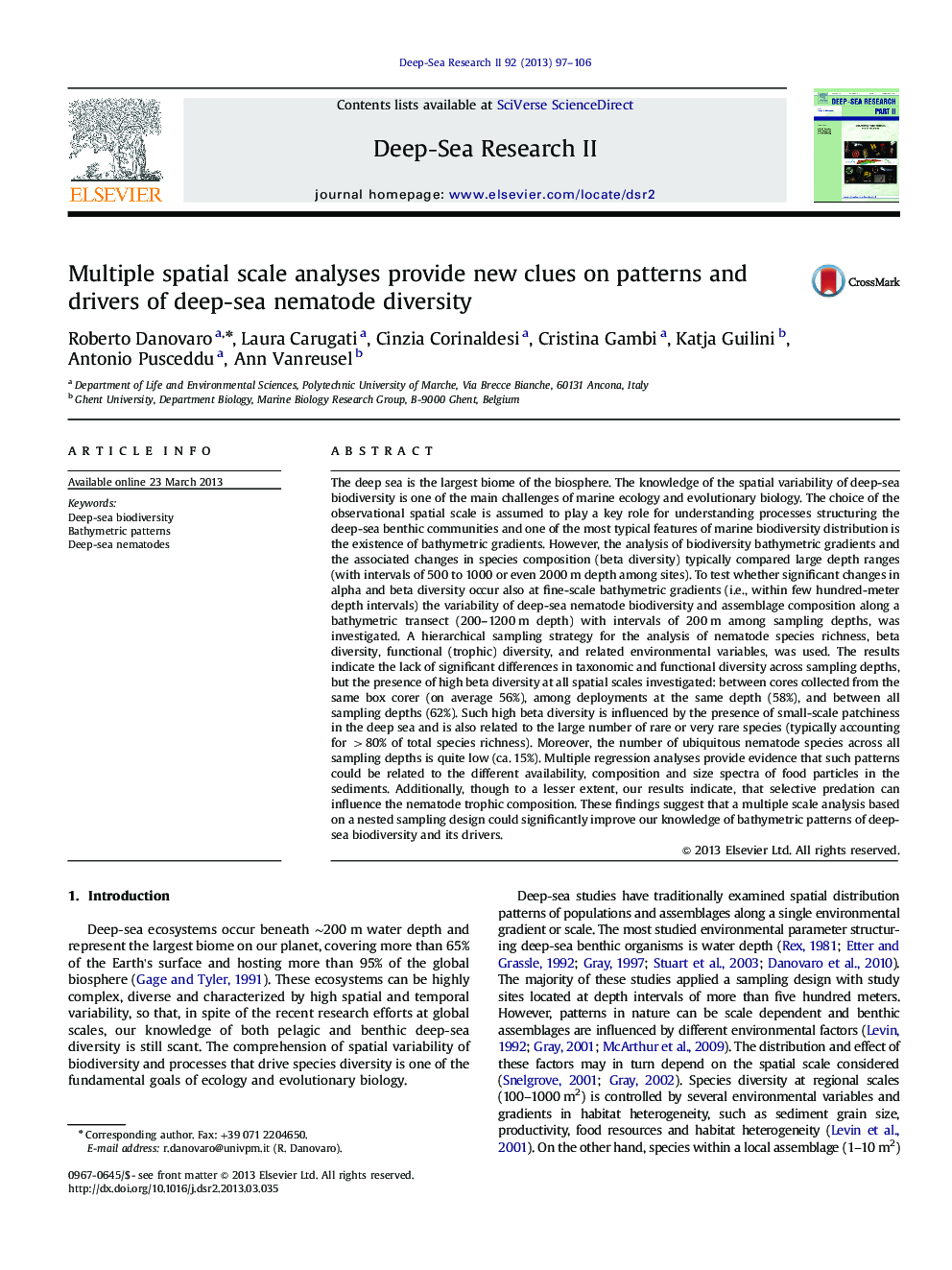 Multiple spatial scale analyses provide new clues on patterns and drivers of deep-sea nematode diversity