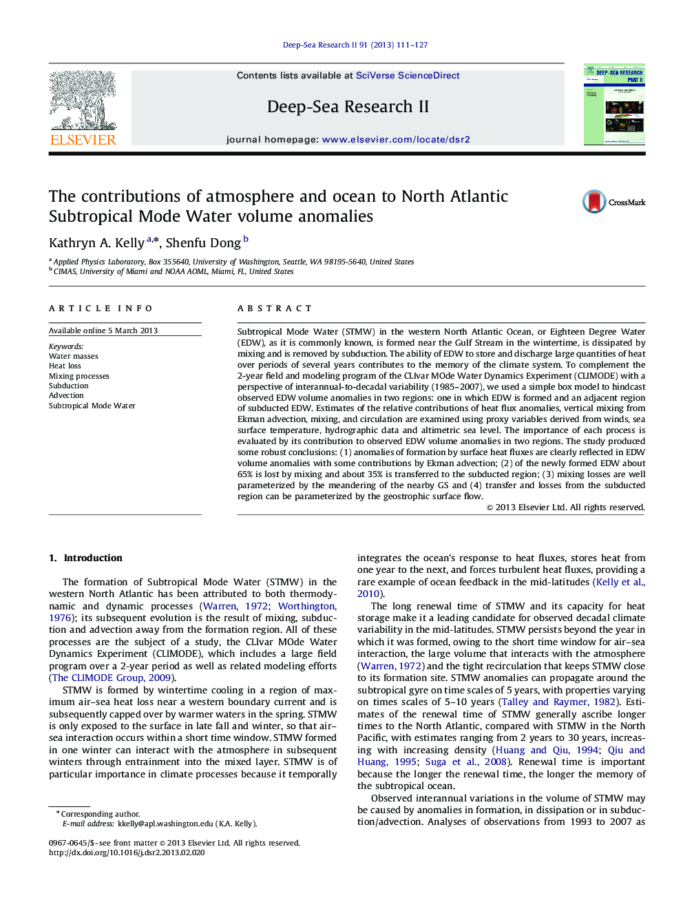 The contributions of atmosphere and ocean to North Atlantic Subtropical Mode Water volume anomalies