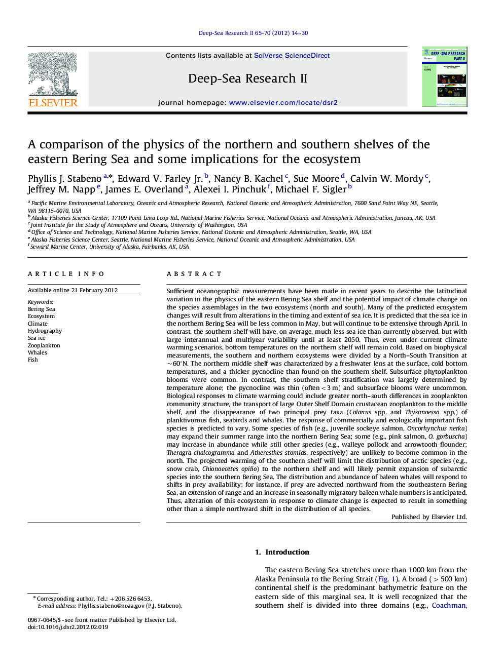 A comparison of the physics of the northern and southern shelves of the eastern Bering Sea and some implications for the ecosystem