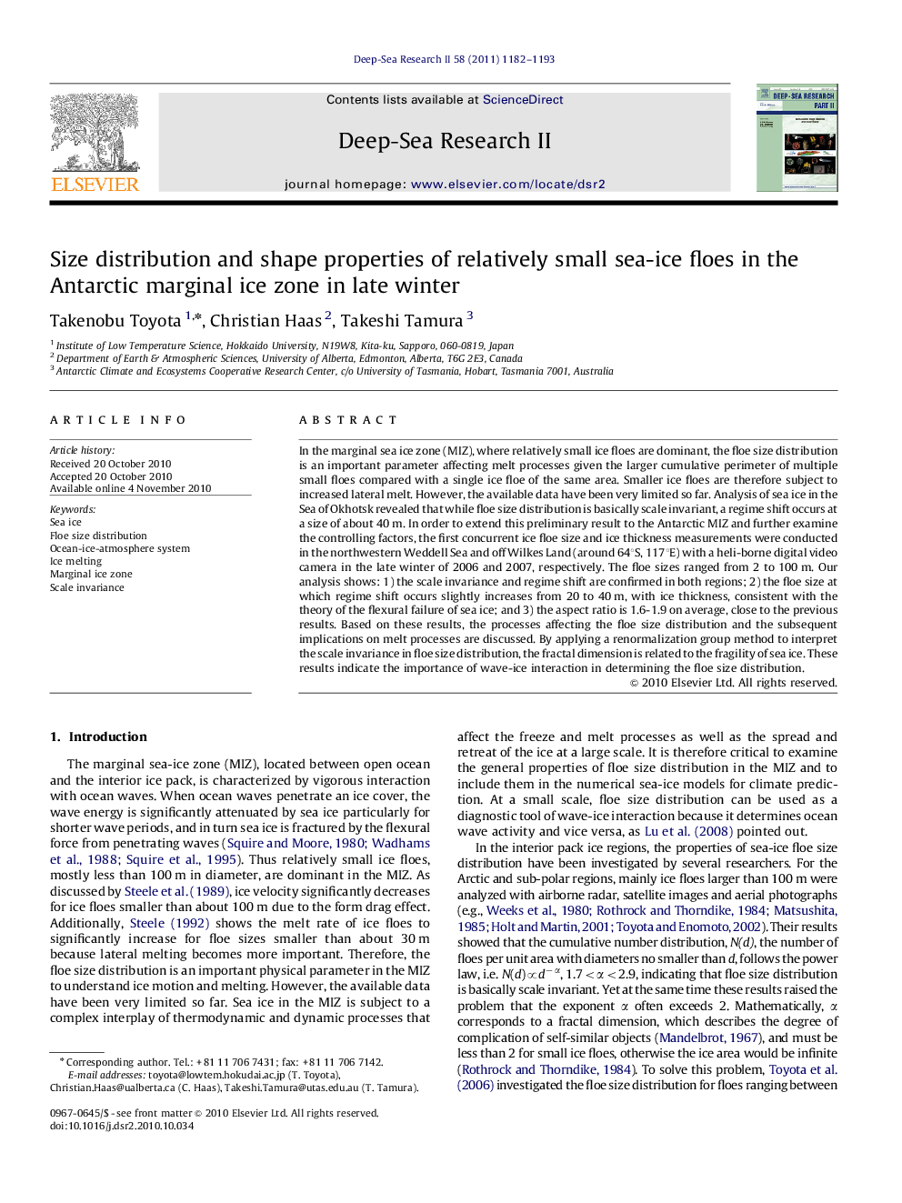 Size distribution and shape properties of relatively small sea-ice floes in the Antarctic marginal ice zone in late winter