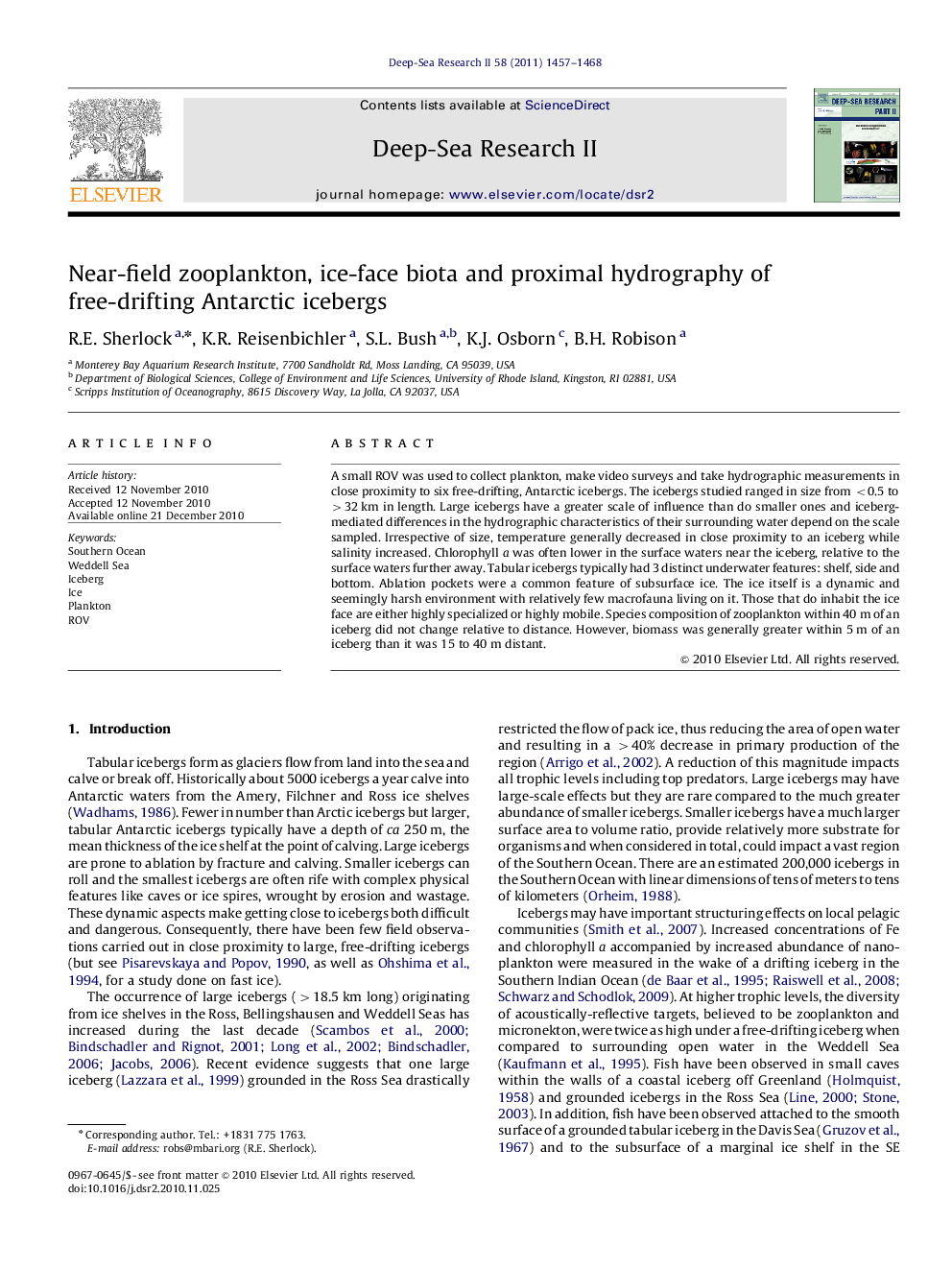 Near-field zooplankton, ice-face biota and proximal hydrography of free-drifting Antarctic icebergs