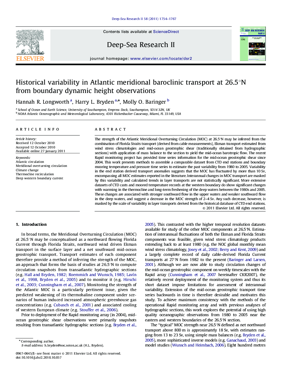 Historical variability in Atlantic meridional baroclinic transport at 26.5°N from boundary dynamic height observations