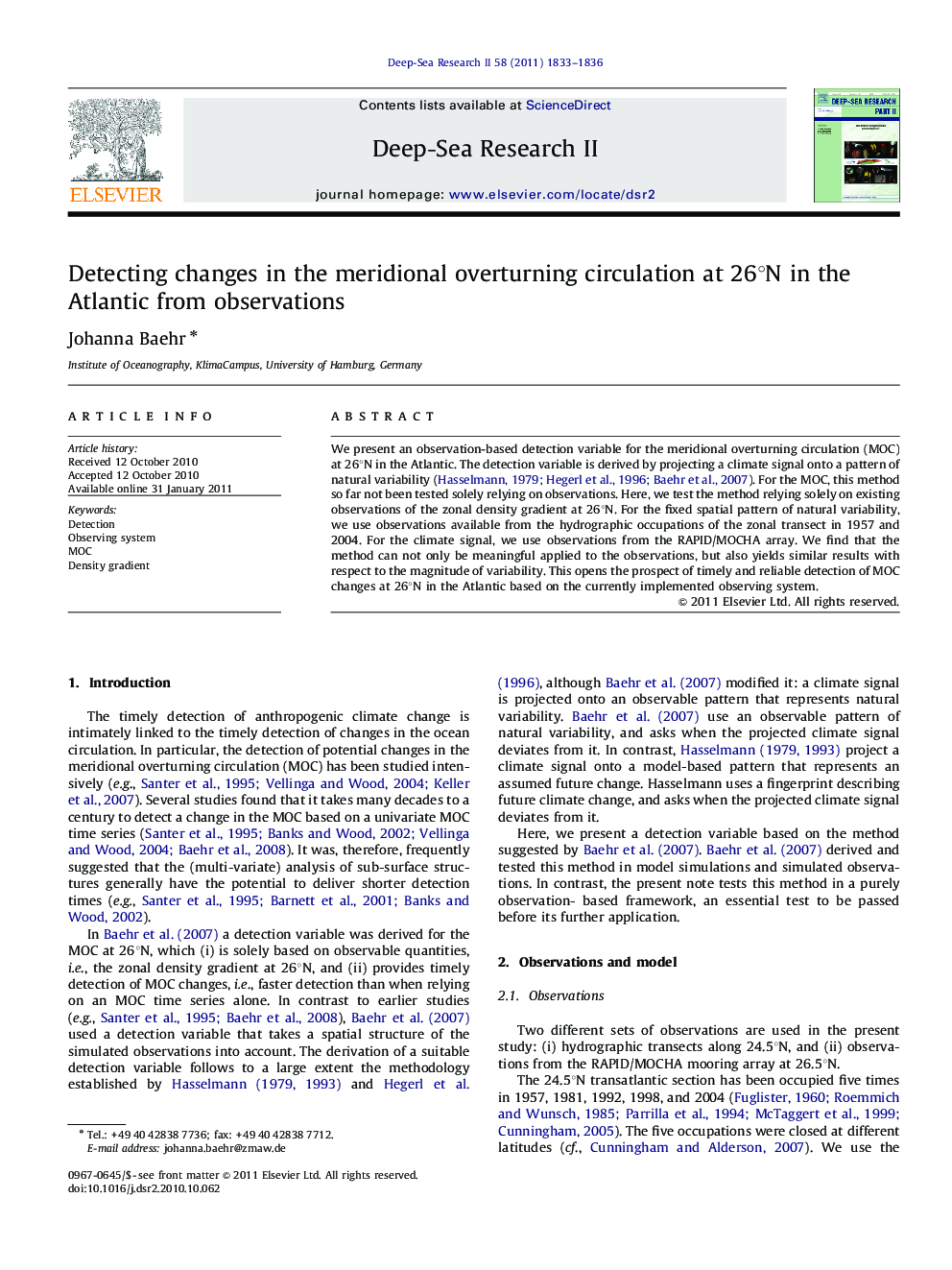 Detecting changes in the meridional overturning circulation at 26°N in the Atlantic from observations