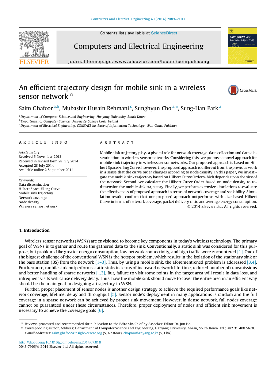 An efficient trajectory design for mobile sink in a wireless sensor network 