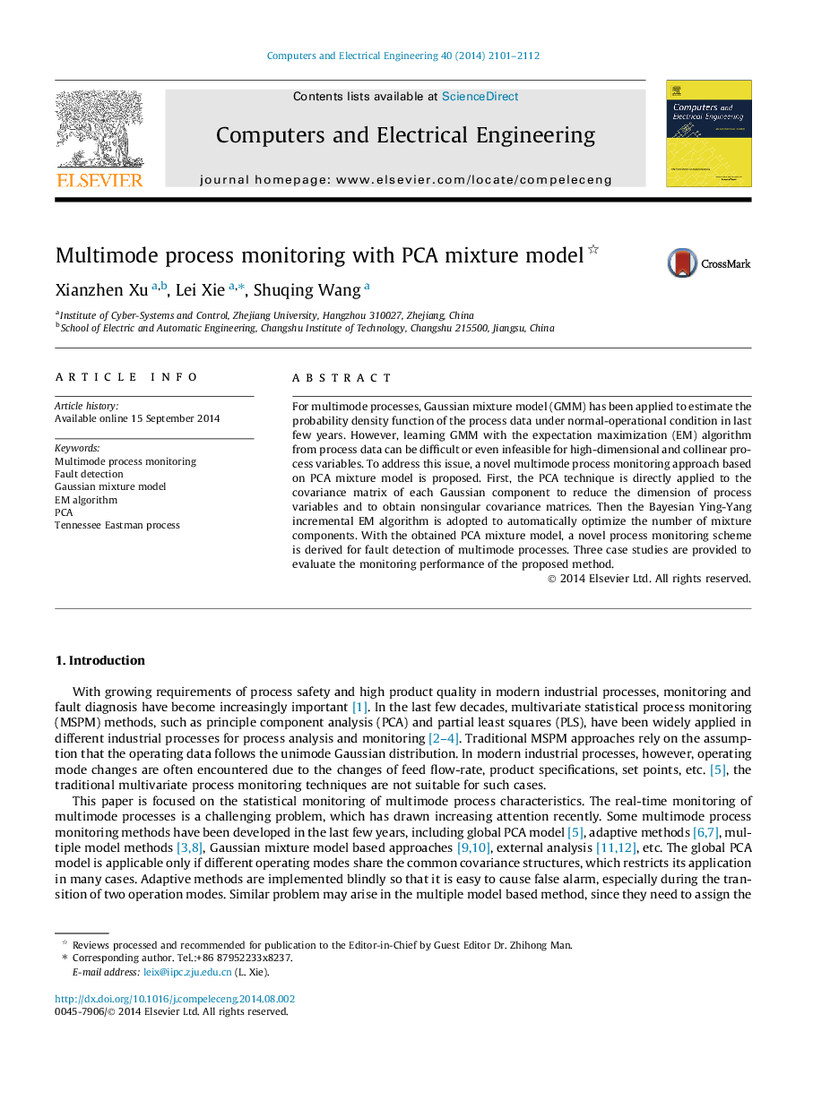 Multimode process monitoring with PCA mixture model 