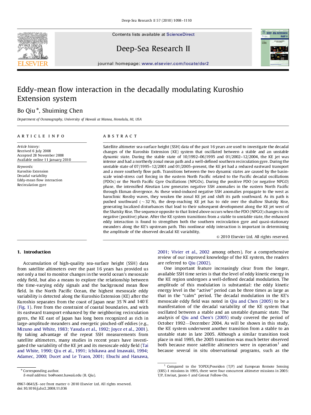 Eddy-mean flow interaction in the decadally modulating Kuroshio Extension system