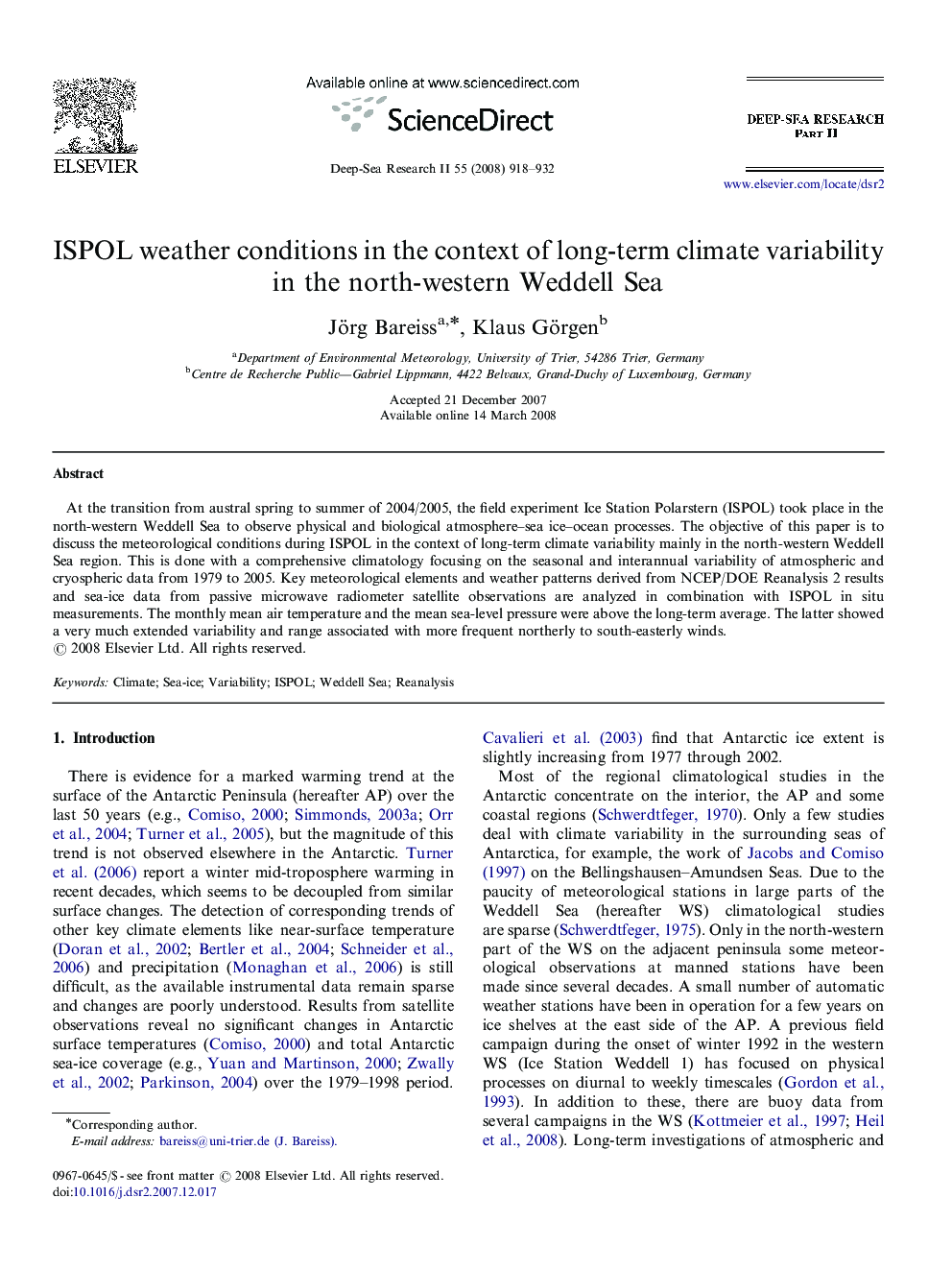 ISPOL weather conditions in the context of long-term climate variability in the north-western Weddell Sea