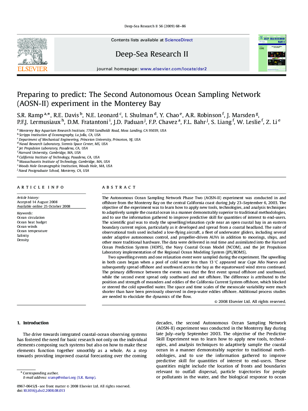 Preparing to predict: The Second Autonomous Ocean Sampling Network (AOSN-II) experiment in the Monterey Bay