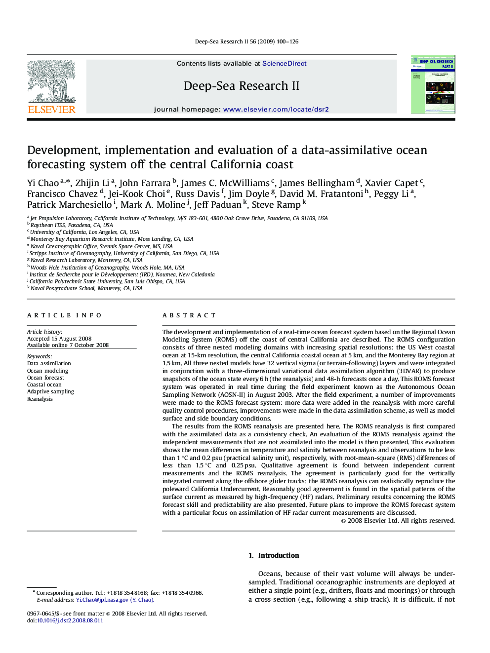 Development, implementation and evaluation of a data-assimilative ocean forecasting system off the central California coast