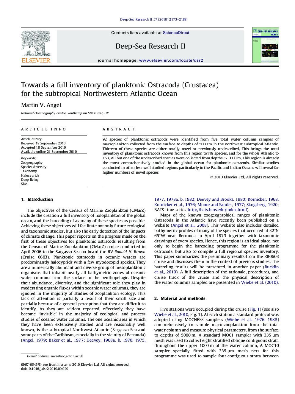 Towards a full inventory of planktonic Ostracoda (Crustacea) for the subtropical Northwestern Atlantic Ocean