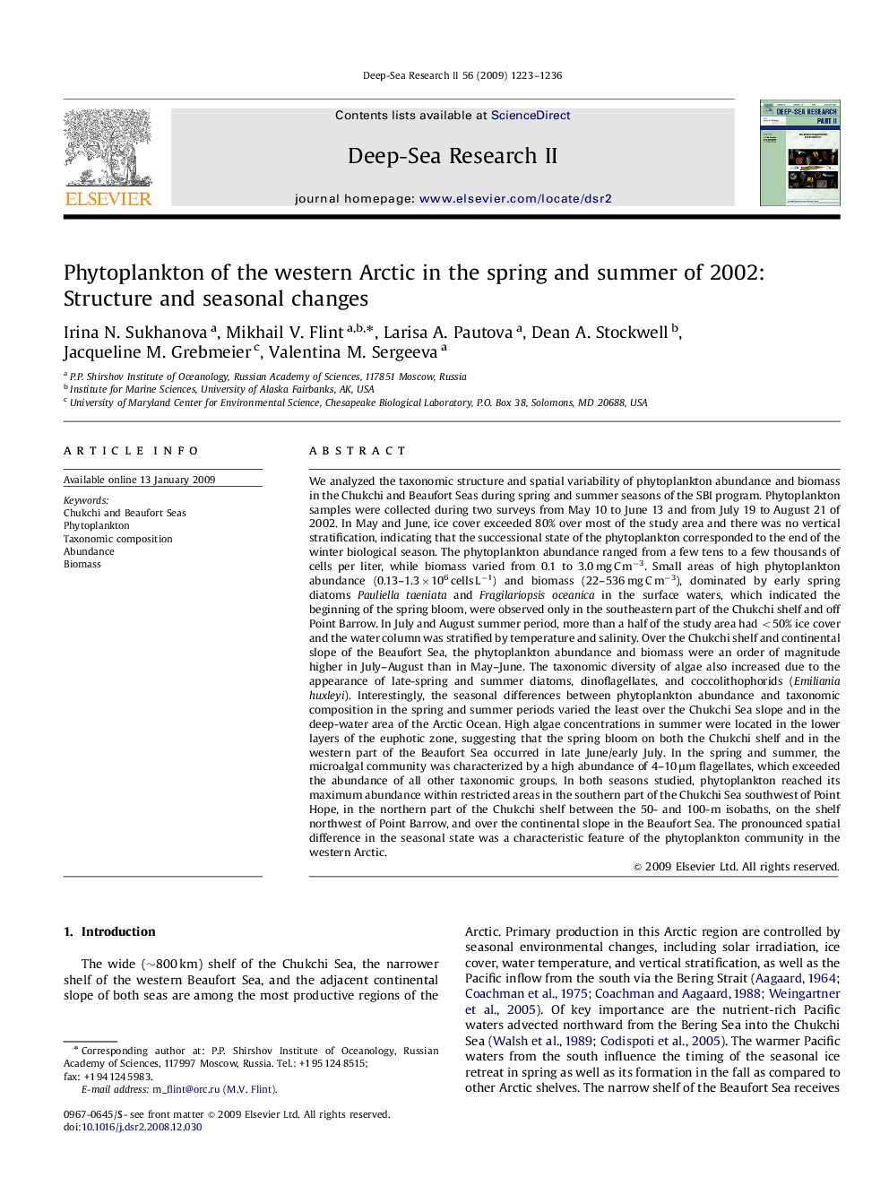 Phytoplankton of the western Arctic in the spring and summer of 2002: Structure and seasonal changes