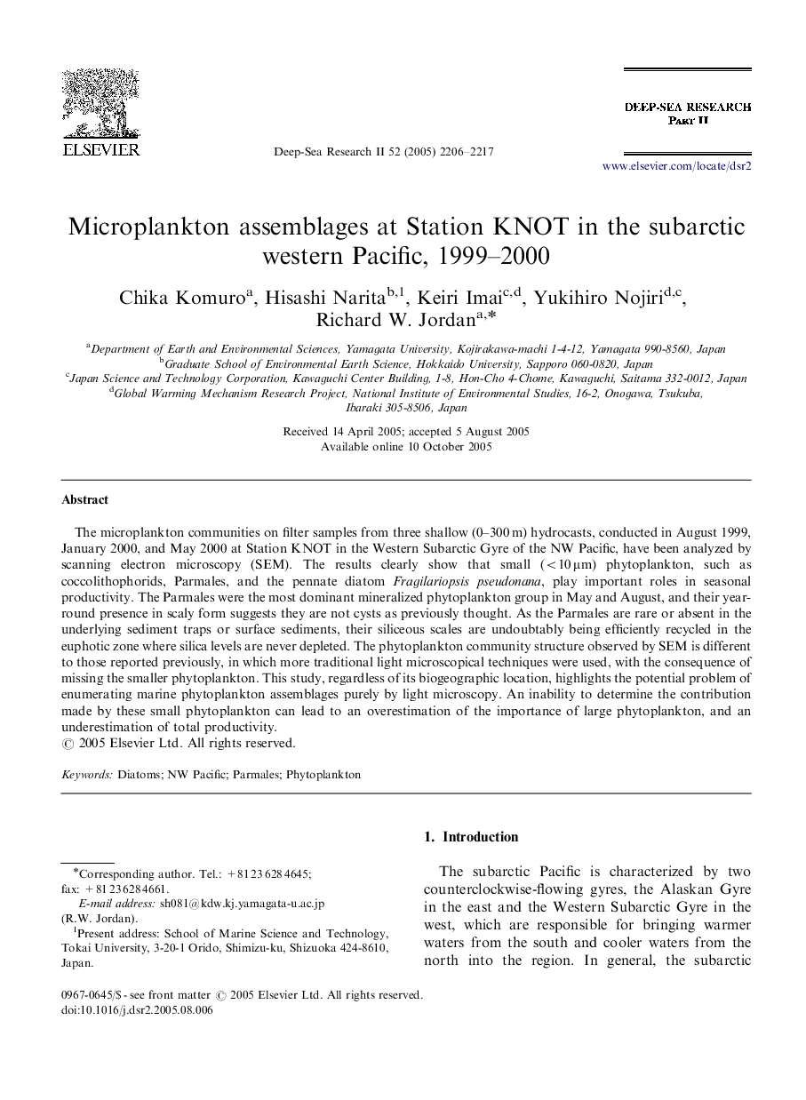 Microplankton assemblages at Station KNOT in the subarctic western Pacific, 1999–2000