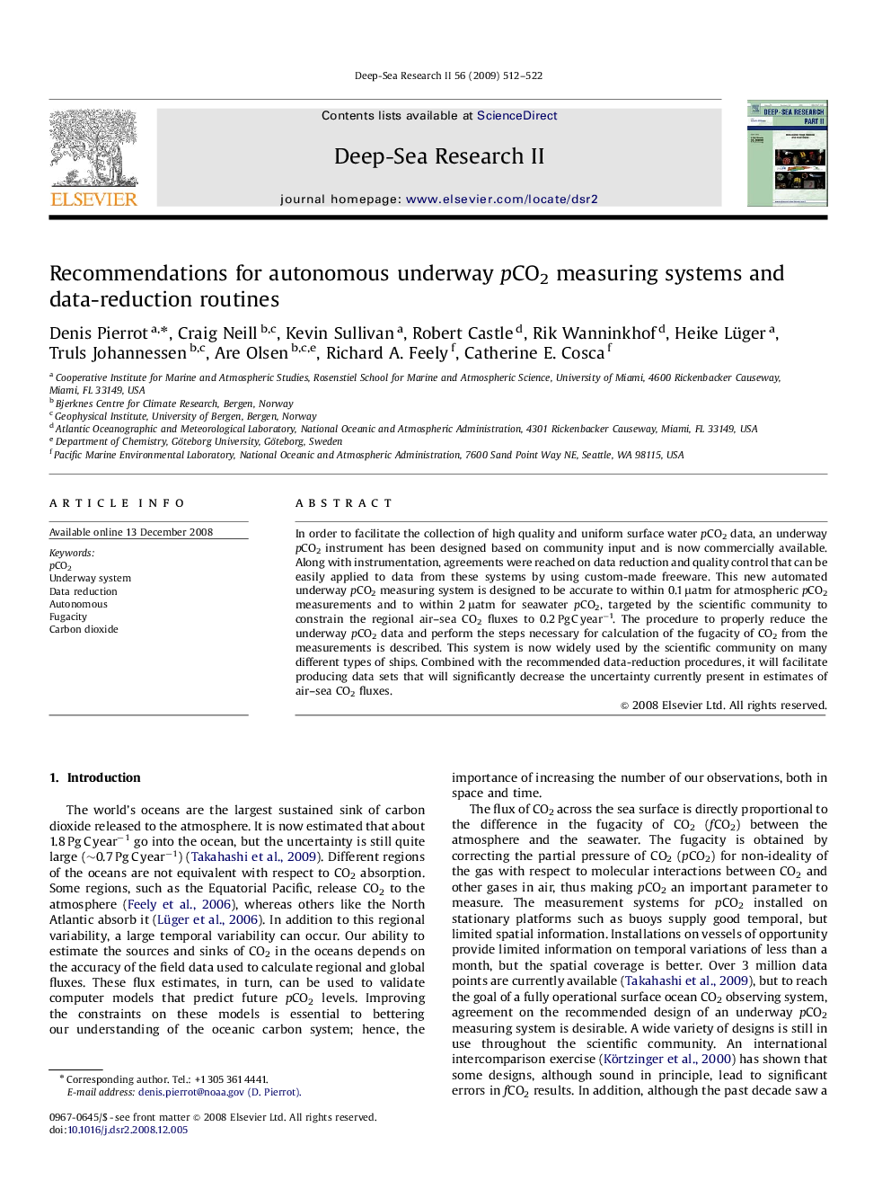 Recommendations for autonomous underway pCO2 measuring systems and data-reduction routines