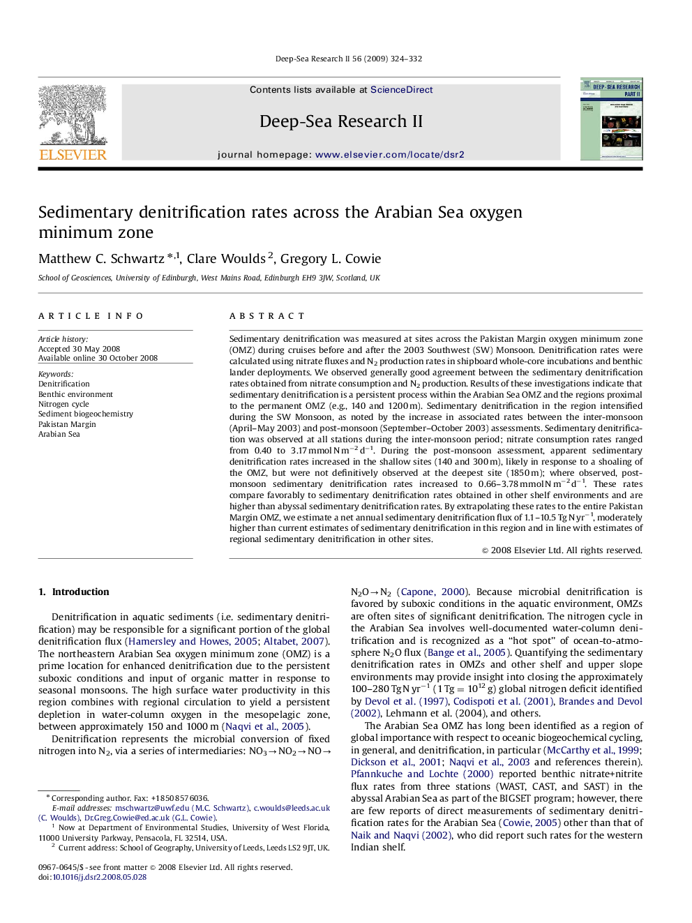 Sedimentary denitrification rates across the Arabian Sea oxygen minimum zone