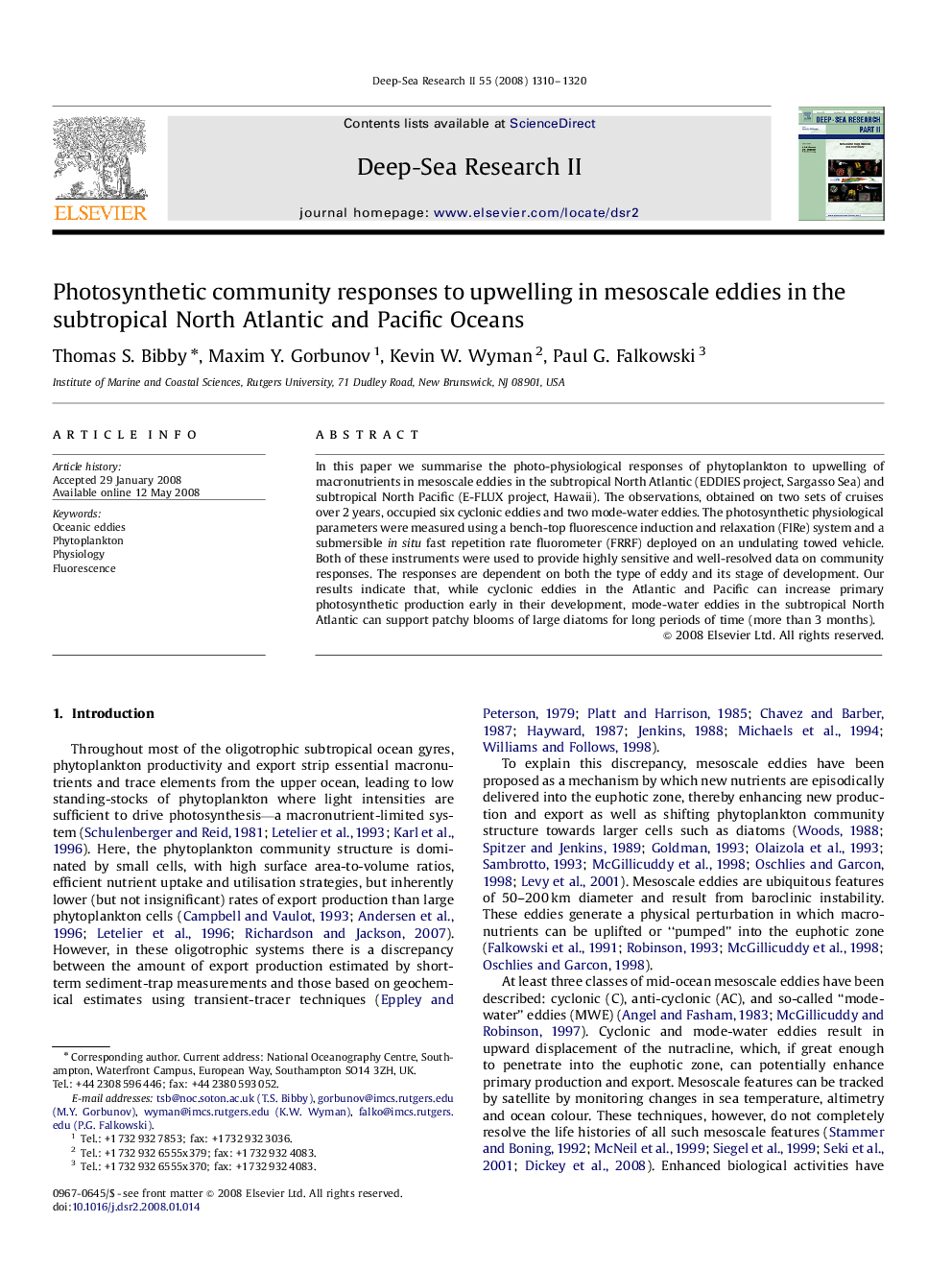 Photosynthetic community responses to upwelling in mesoscale eddies in the subtropical North Atlantic and Pacific Oceans