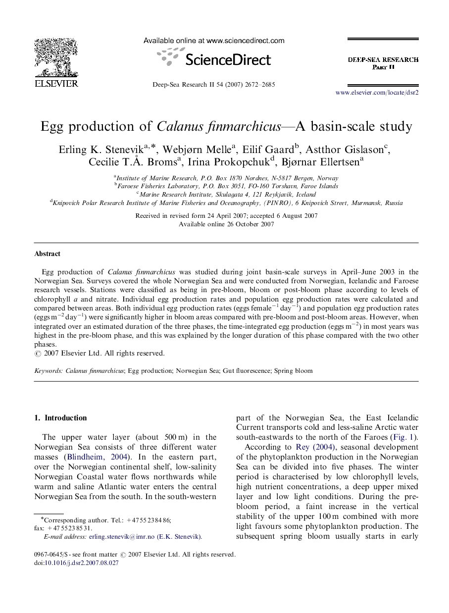 Egg production of Calanus finmarchicus—A basin-scale study