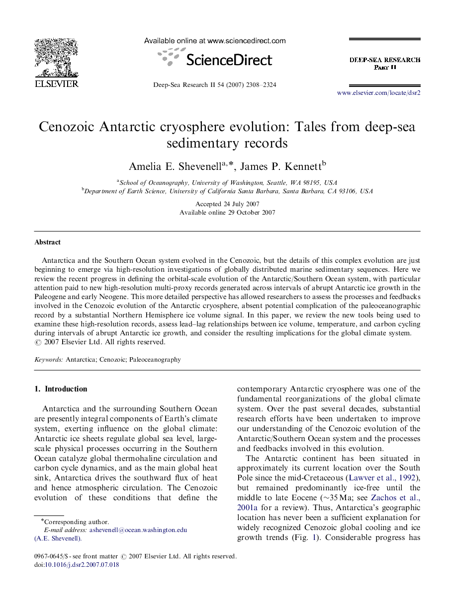 Cenozoic Antarctic cryosphere evolution: Tales from deep-sea sedimentary records