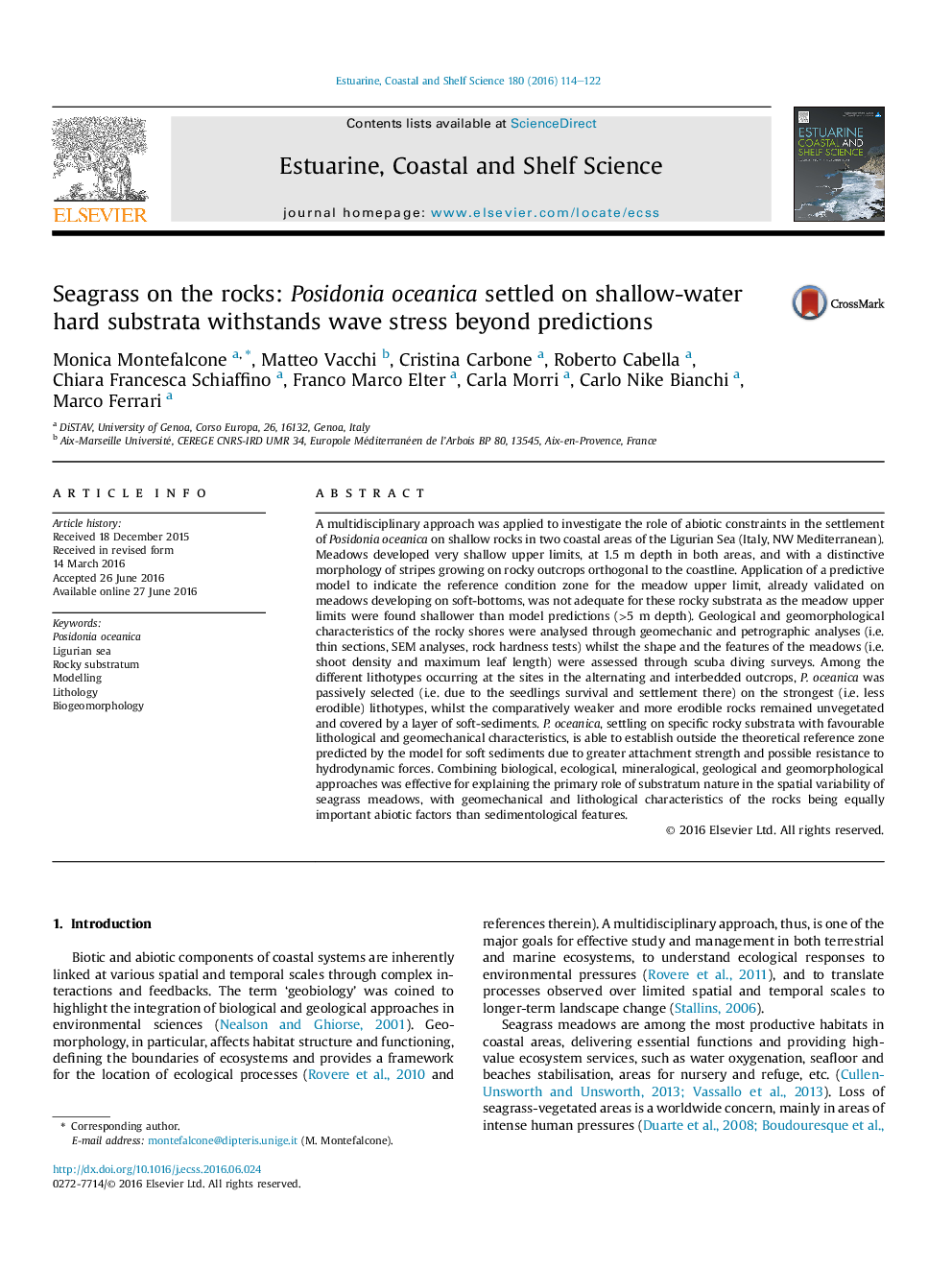 Seagrass on the rocks: Posidonia oceanica settled on shallow-water hard substrata withstands wave stress beyond predictions