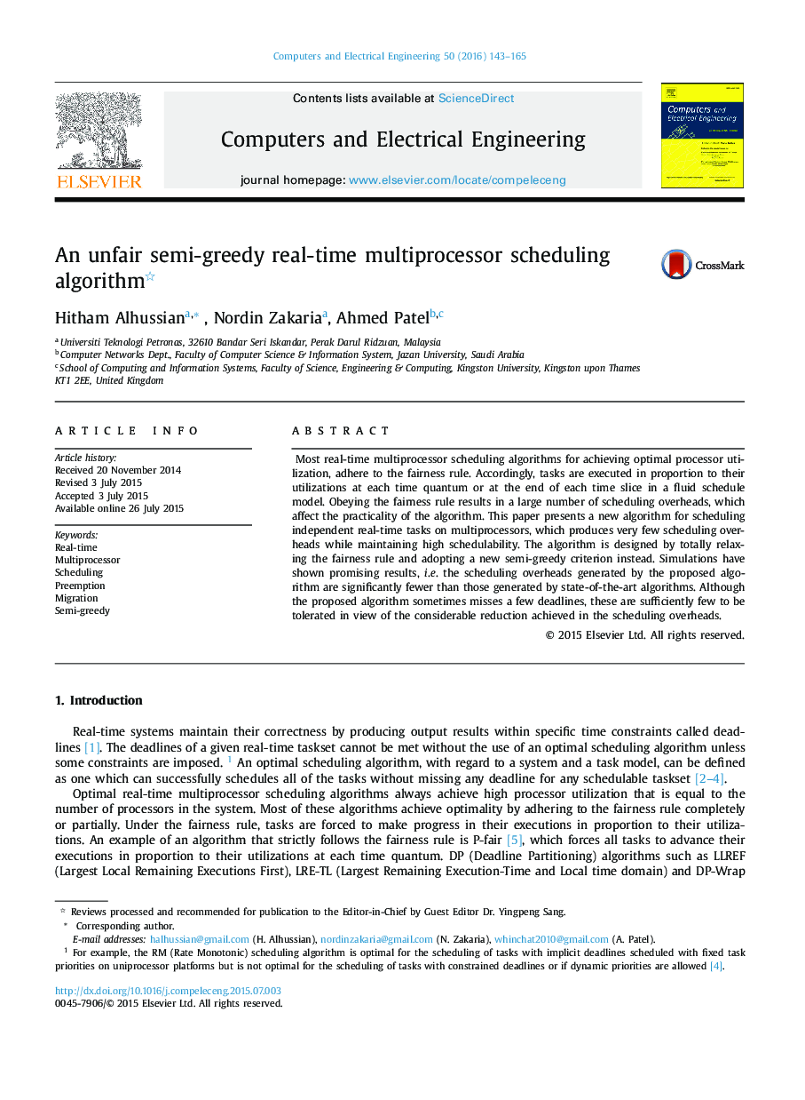 An unfair semi-greedy real-time multiprocessor scheduling algorithm 