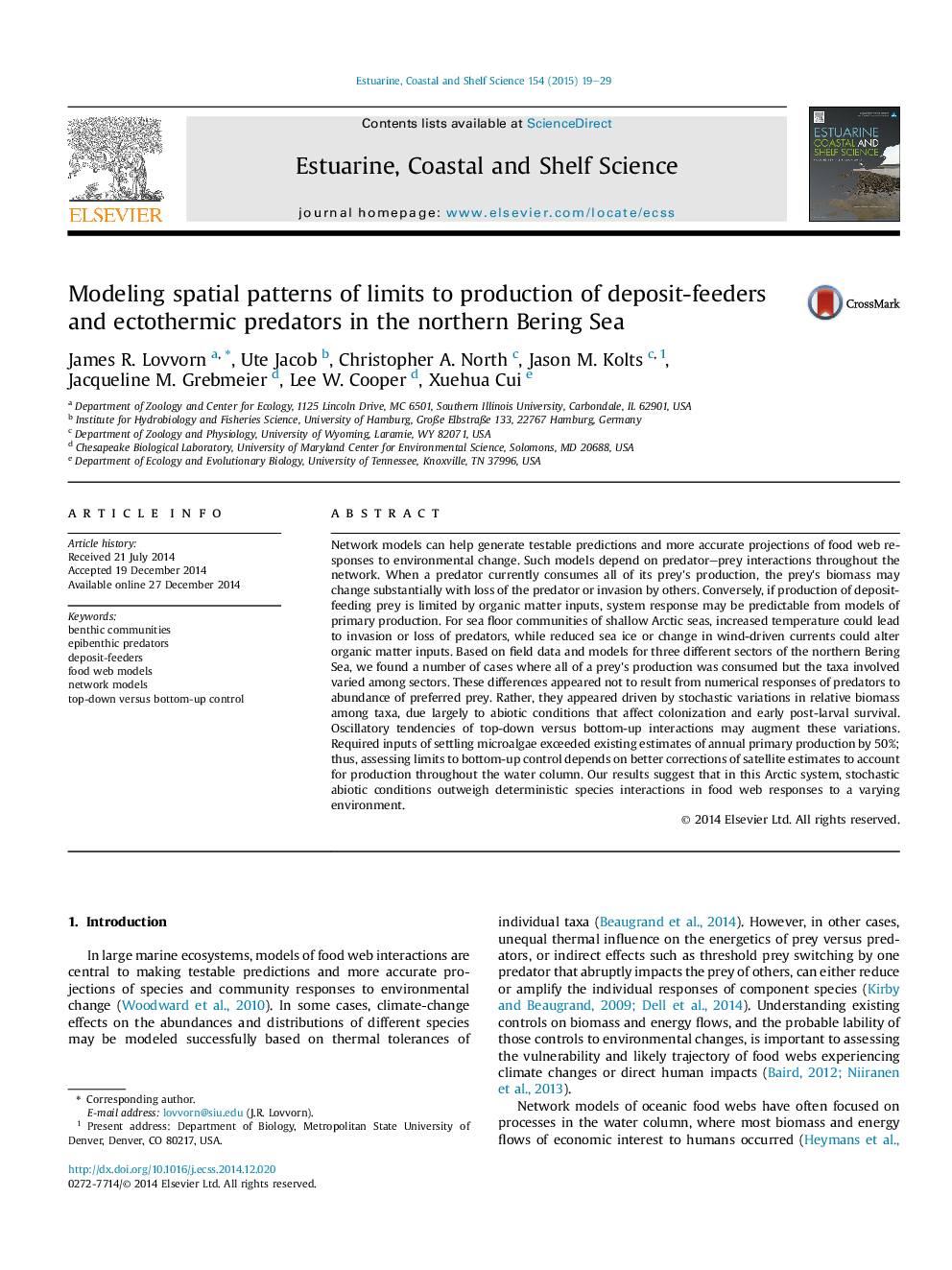 Modeling spatial patterns of limits to production of deposit-feeders and ectothermic predators in the northern Bering Sea