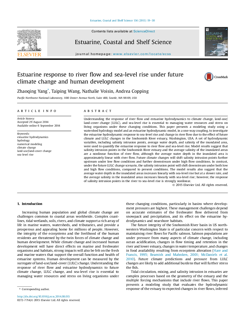 Estuarine response to river flow and sea-level rise under future climate change and human development